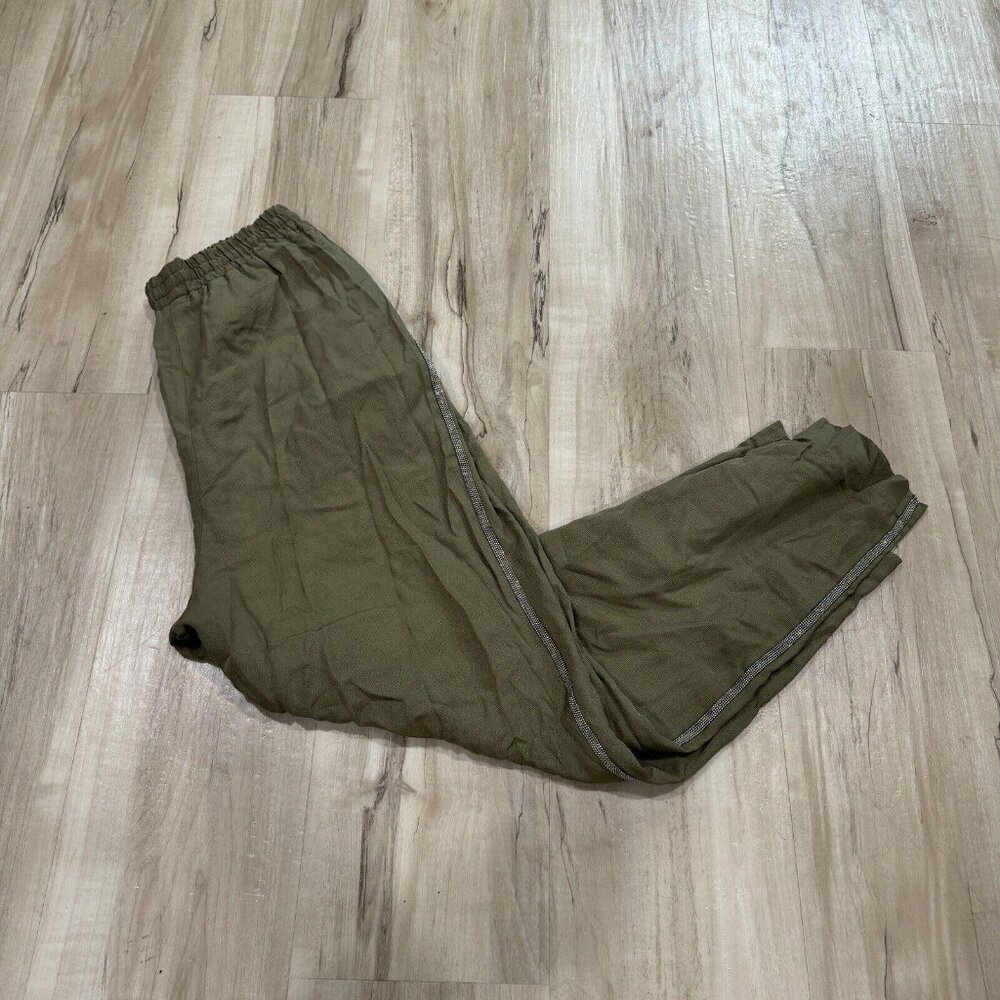 Women’s Zara Green‎ Pants Size Xsmall Xs Side Bling Rhinestones
